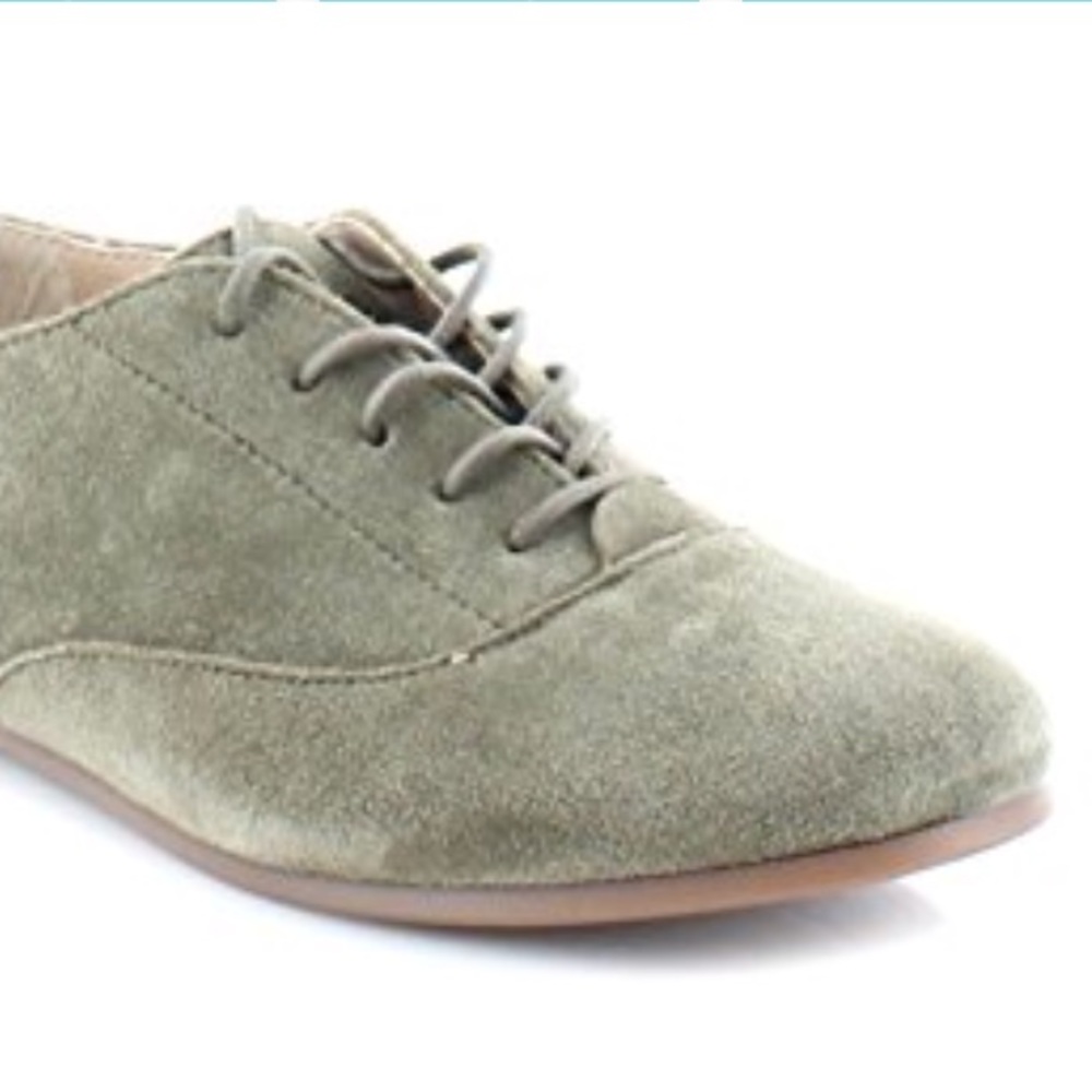 Army Green Suede Boyfriend Lace Up Oxfords - Picture 4 of 4